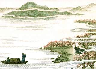 赠汪伦诗画欣赏